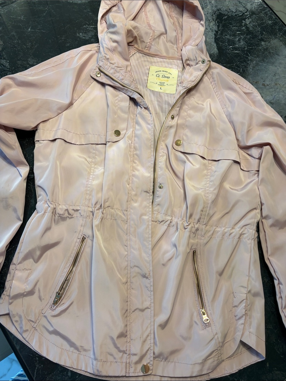 Ci Sono Pale Pink Hooded Utility Anorak